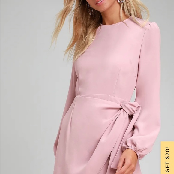 Lulus believe it or knot rose pink long sleeve dress - Picture 4 of 5